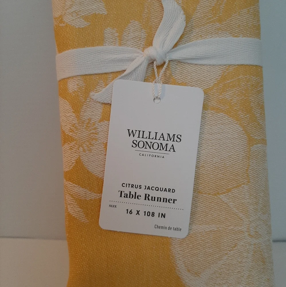 *Williams Sonoma Citrus Jacquard Linen Table Runner